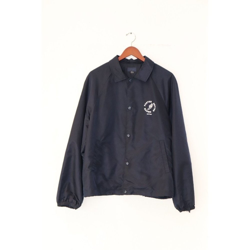 MOTHER Navy Varsity Style Coach Jacket with White Logo